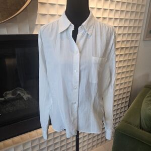 Barbara Bui Paris Textured Ivory Cotton Viscose Button Down | Made in France